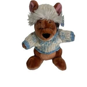 Disney Parks Winnie The Pooh ROO Blue Snowflake Sweater 8" Plush Stuffed Animal